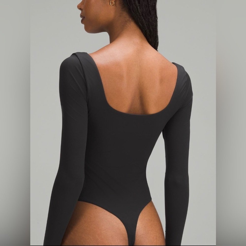 NWT Lululemon Wundermost Square-Neck Long Sleeve Bodysuit – Size Small – Black - Picture 2 of 6